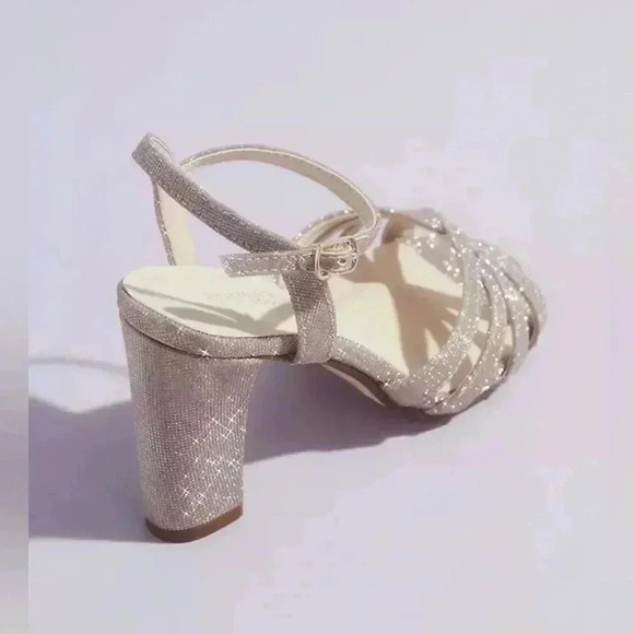 Benjamin Walk TOUCH UPS Maeve Glittery Block Heel Sandals Champagne Size 12 - Picture 2 of 5